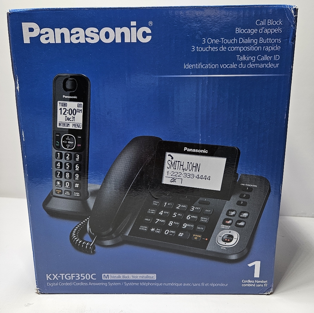 Panasonic Digital Corded/Cordless Answering System, 1 Handset, KX-TGF350C